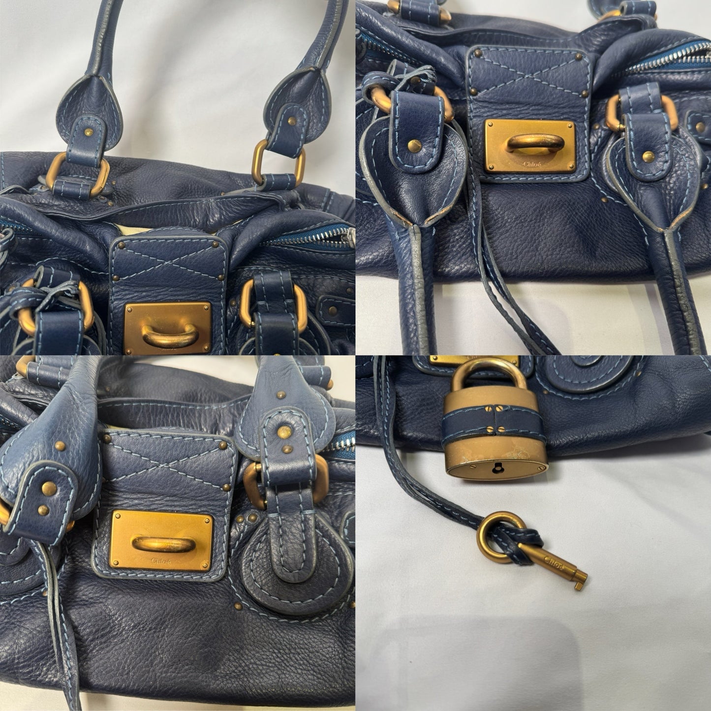 🔥 Pre-owned CHLOÉ 2005 navy paddington 🔥