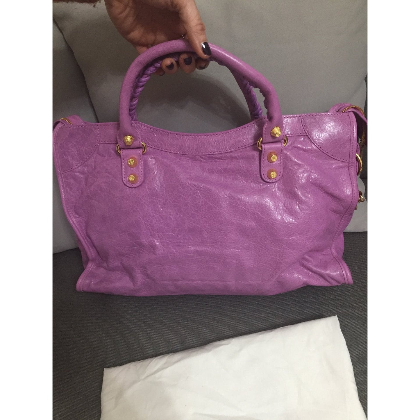Authentic Balenciaga City Bag – Lilac with Gold Hardware