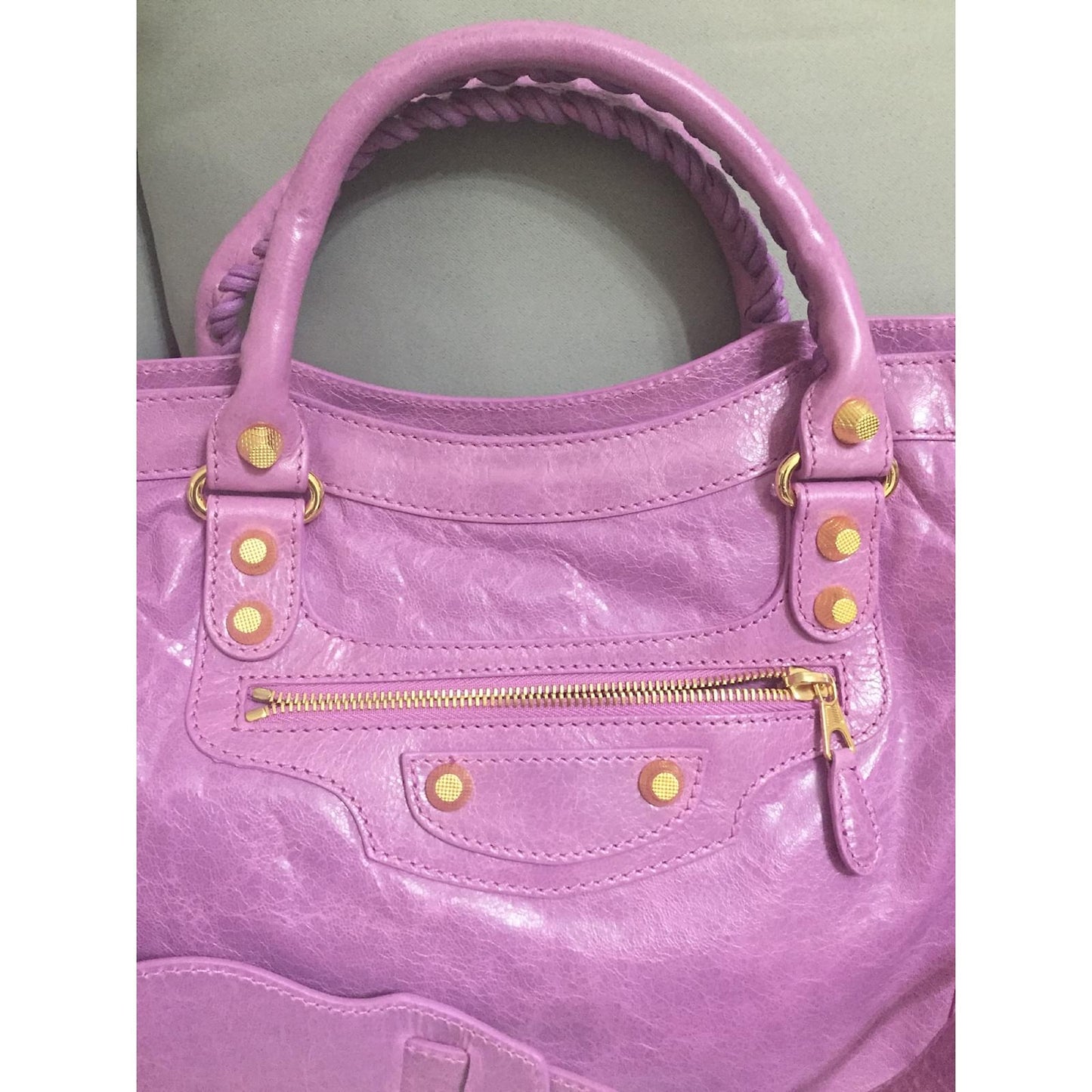 Authentic Balenciaga City Bag – Lilac with Gold Hardware