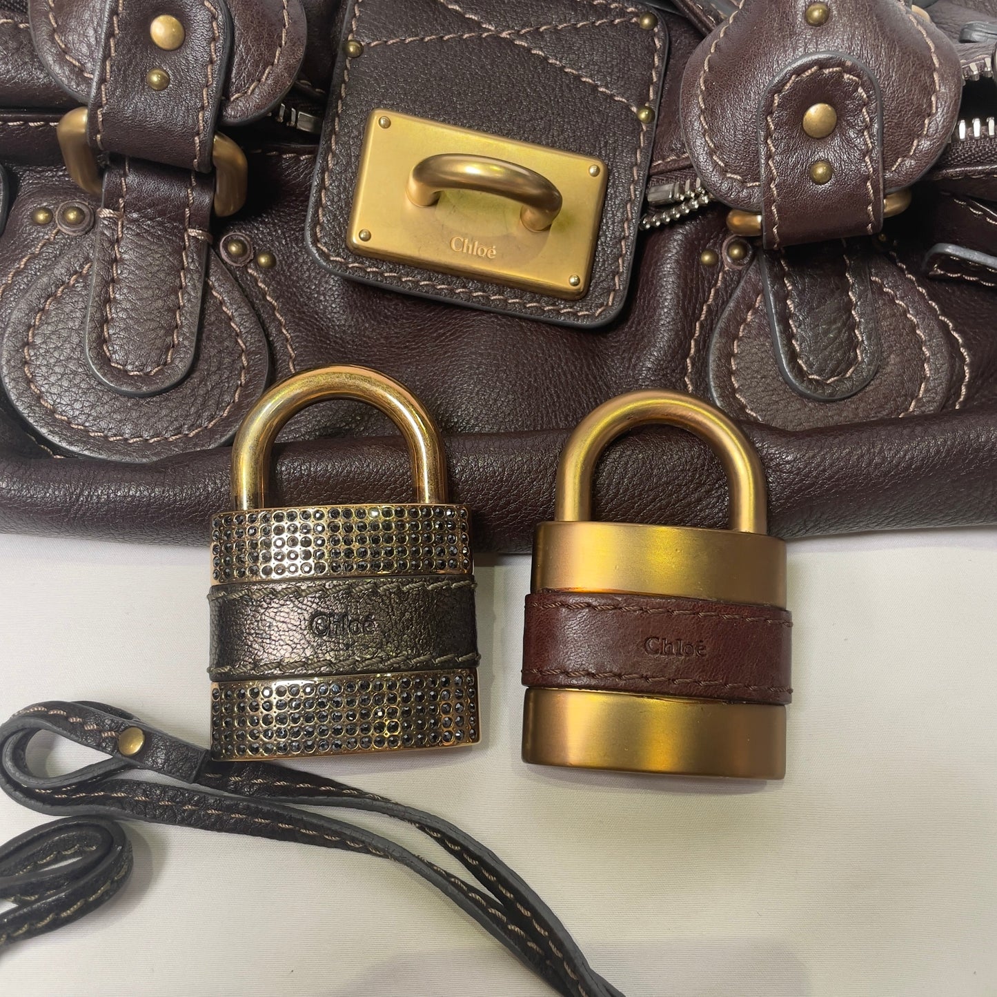 🔥 Pre-owned CHLOÉ 2011 brown paddington bag Swarovski 🔥