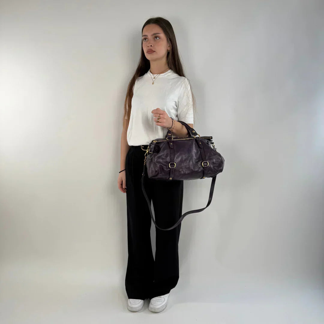 🔥 Pre-owned Miu Miu handbag Vitello Satchel purple 🔥