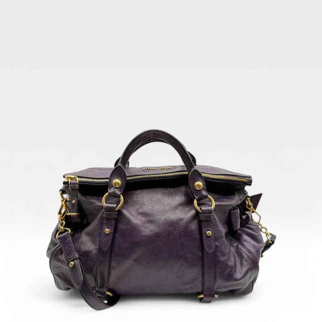 🔥 Pre-owned Miu Miu handbag Vitello Satchel purple 🔥