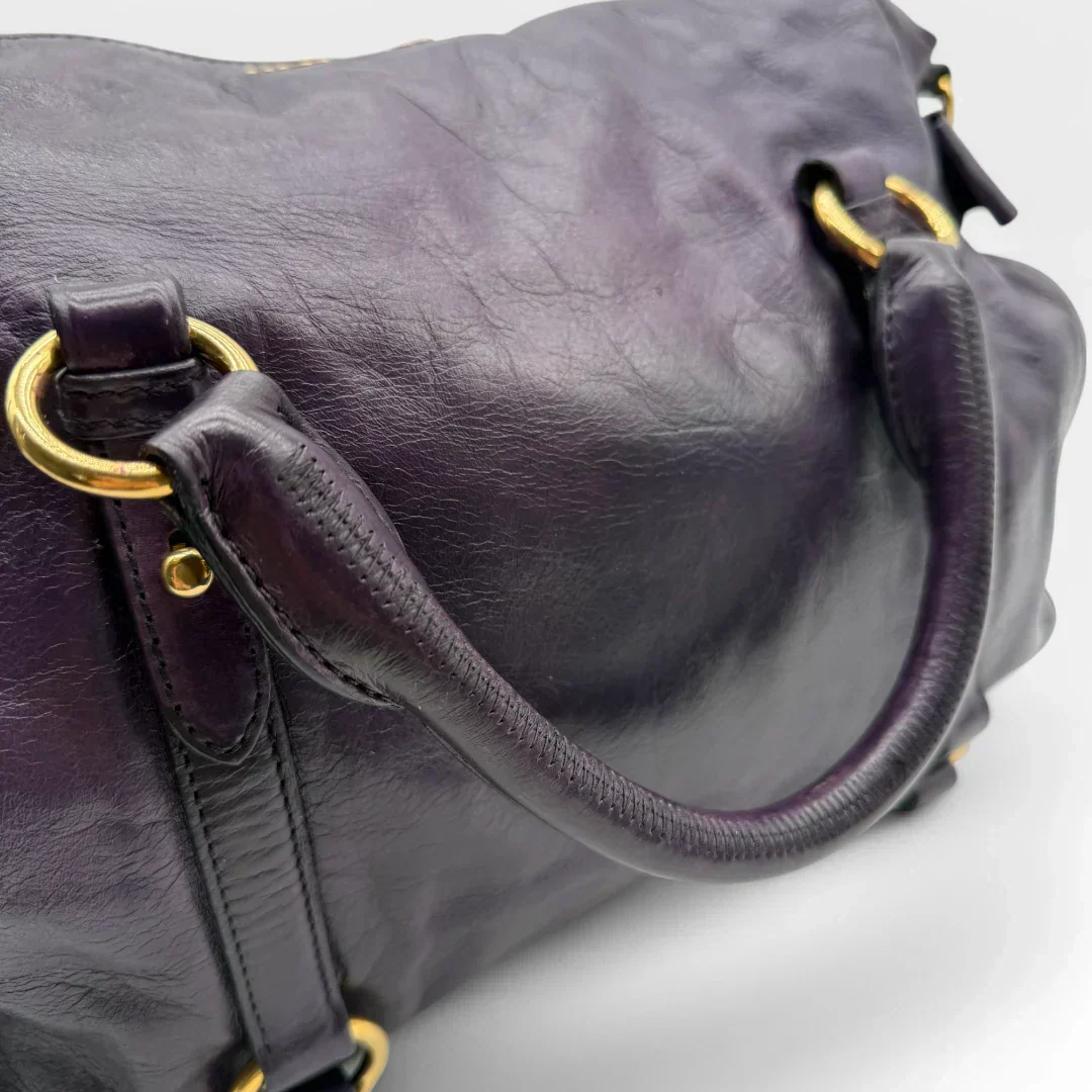 🔥 Pre-owned Miu Miu handbag Vitello Satchel purple 🔥