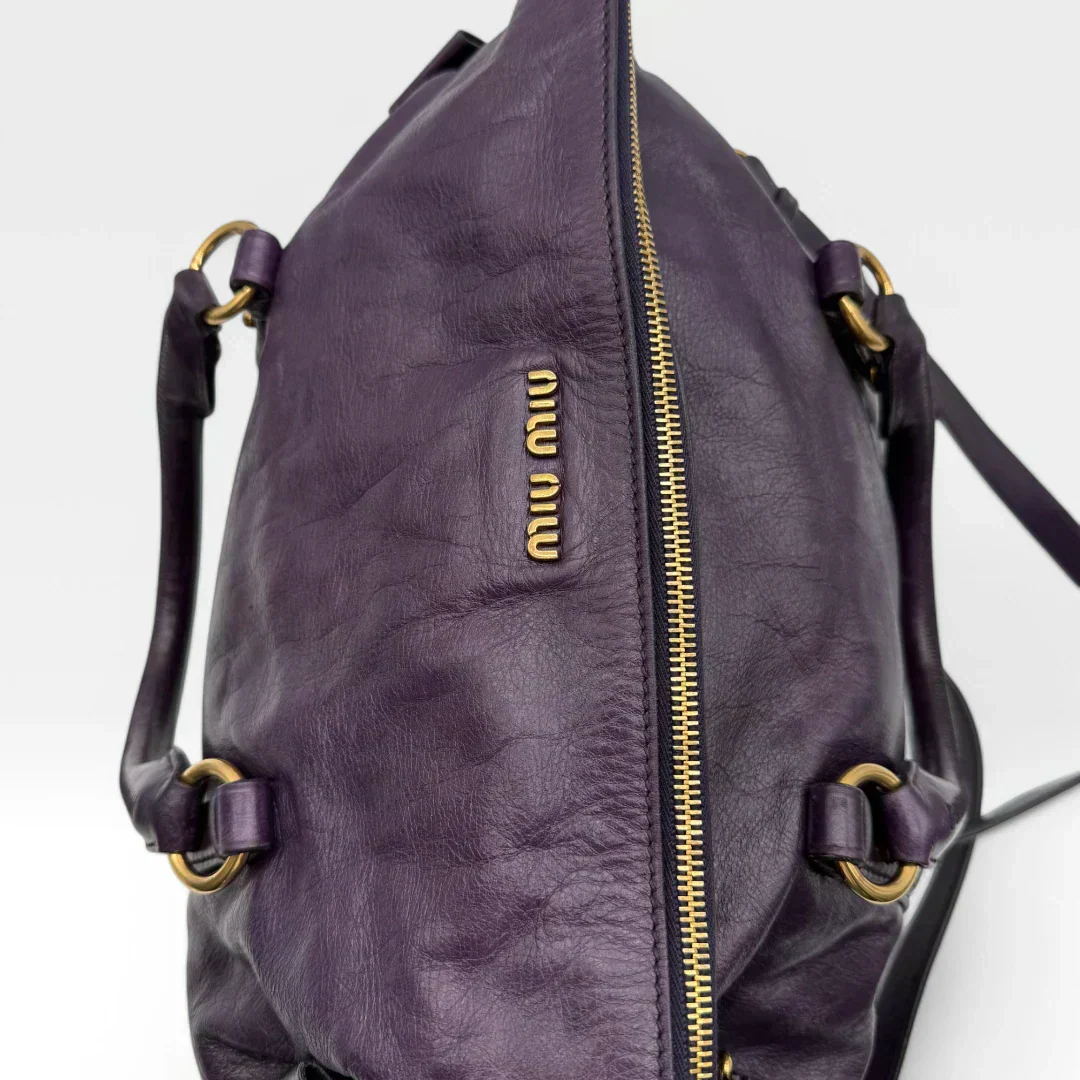🔥 Pre-owned Miu Miu handbag Vitello Satchel purple 🔥