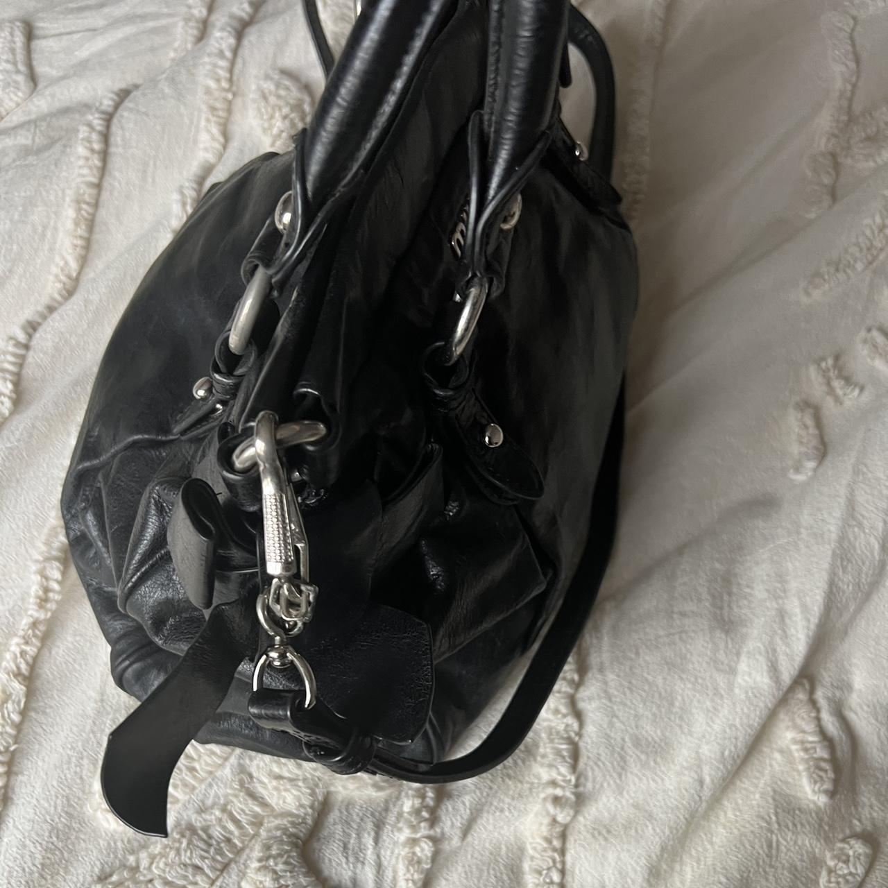 Authentic Miu Miu Vitello Lux Bow Mini Bag – Black