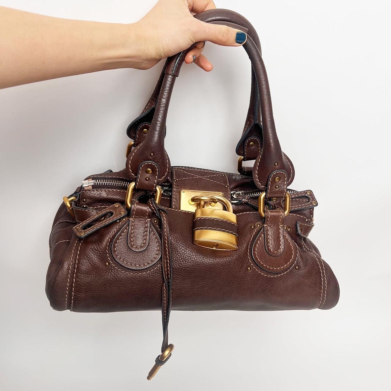 Authentic Vintage 90s Chloé Paddington Bag – Dark Reddish Brown Leather