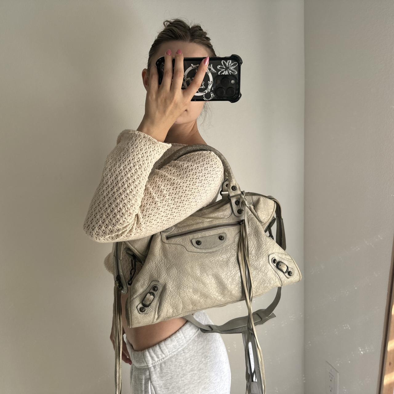 Authentic Balenciaga City Bag Light In Grey Lambskin Leather