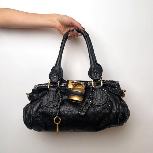 Authentic Vintage 90s Chloé Paddington Bag – Black Leather